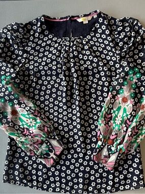 Boden Navy Floral Blouse. Size 6
